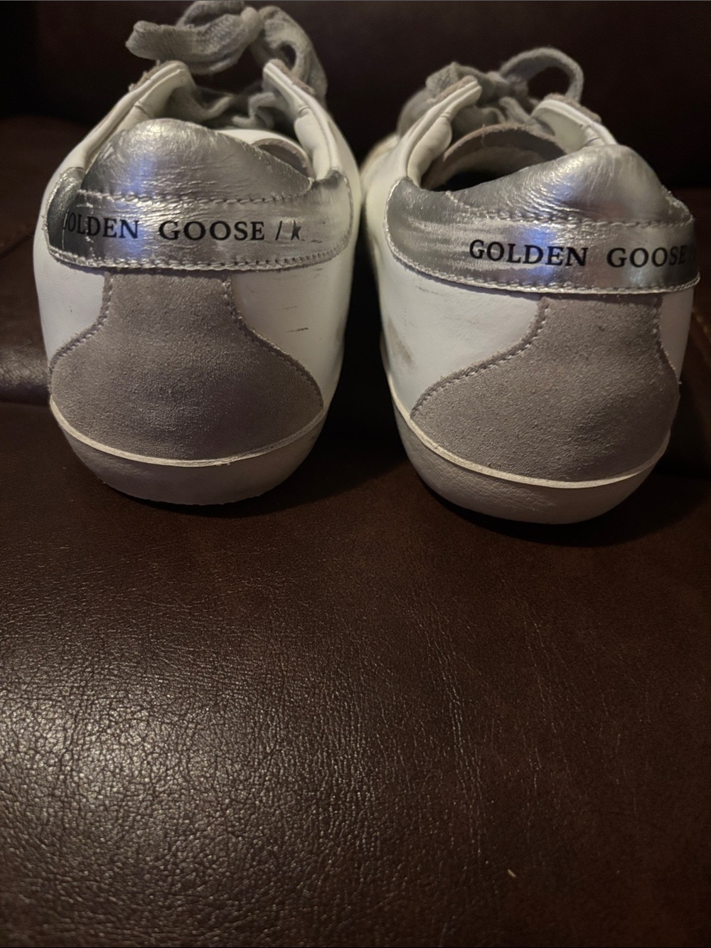 Golden Goose White Sneakers with Gray Star Accent - Picture 4 of 13